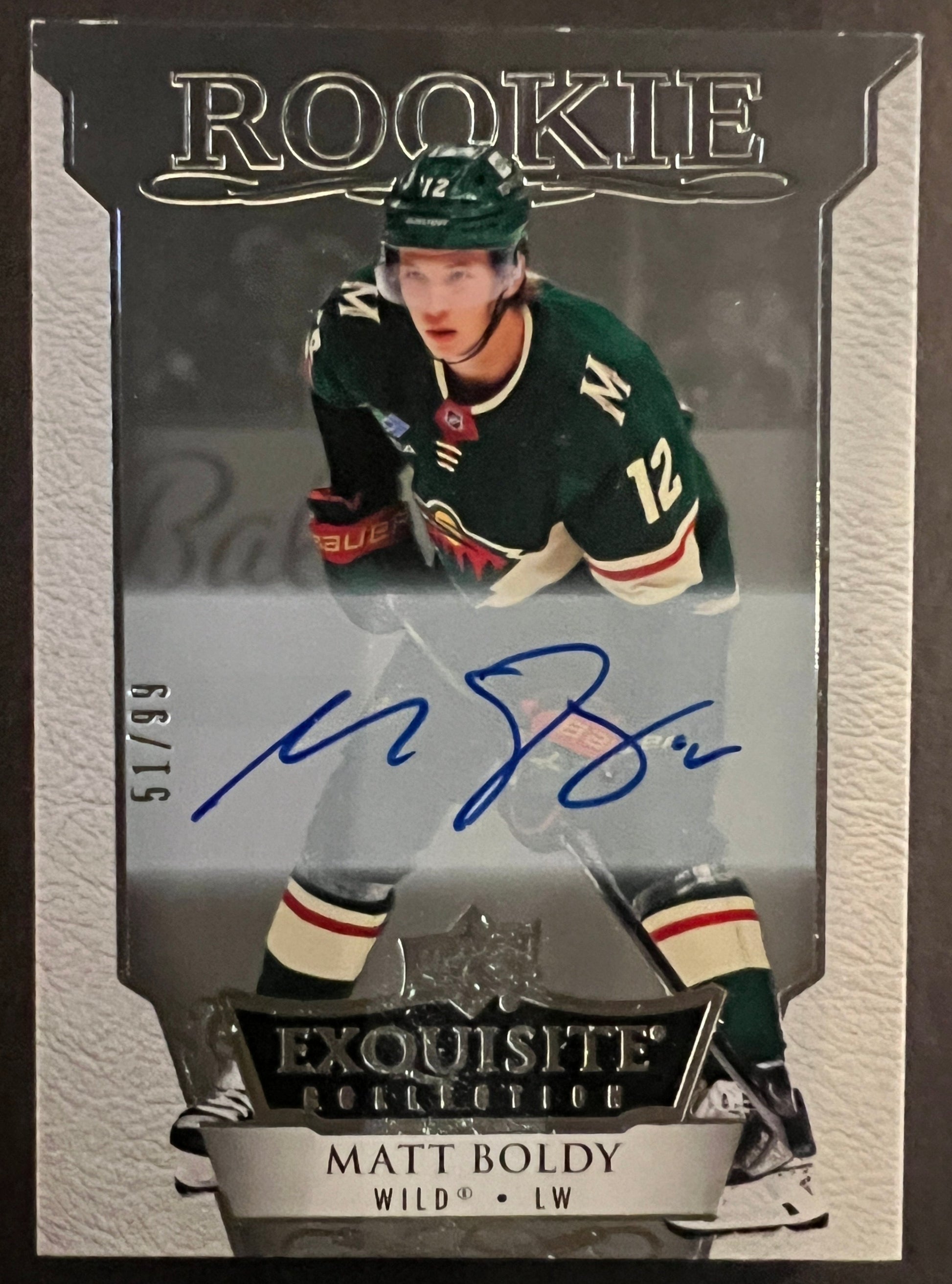 Matt Boldy Exquisite Collection Rookie Auto /99 - 2022/23 Ice