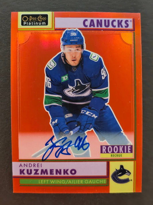 Andrei Kuzmenko Retro Rookie Red Auto - 2022/23 O-Pee-Chee Platinum