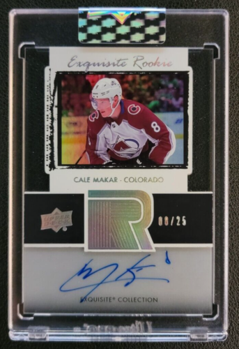 Cale Makar Exquisite Rookies Autograph Jersey #'d 8/25 - 2020/21 UD Clear Cut